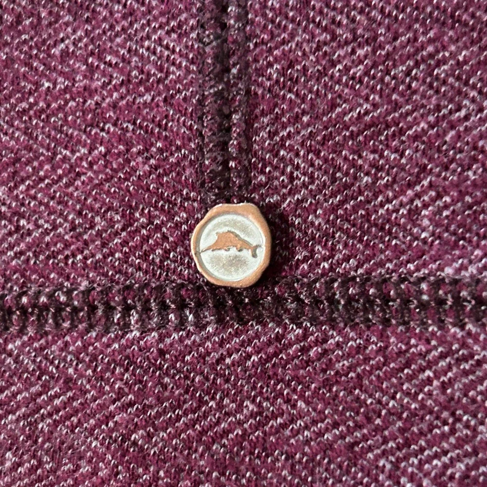 Tommy Bahama Reversible Half-Zip Pullover Red/Heather Cotton Blend Sweater - L